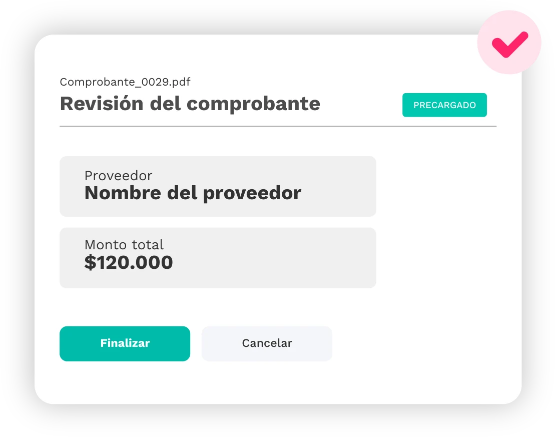 Revisión del comprobante de compra precargado antes de importarlo